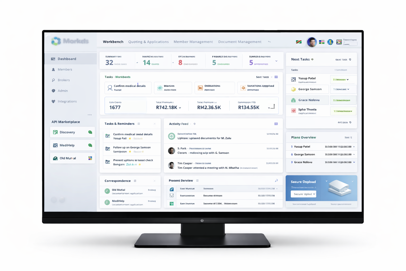 Medical insurance brokerage platform with compliance and document workflows